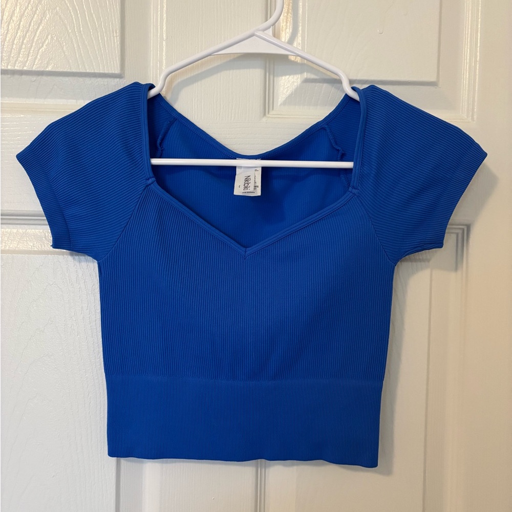 Women’s NikiBiki royal blue seamless fitted ribbed short sleeve baby tee
